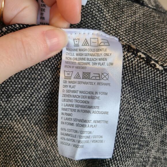 Susan Graver Cardigan Womens 2X Black White Diamond Geometric Knit Monochrome - Picture 7 of 11